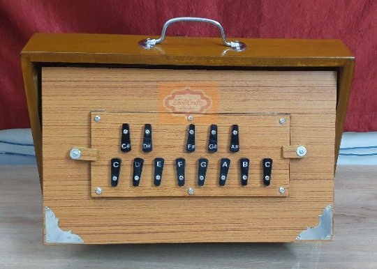 Shriji Handmade 15 x 10 x 3"" Shruti Box, Teak Wood, Fold, 440Hz on Pete with Bag