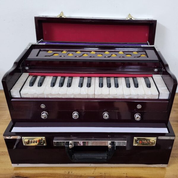 Shriji Mini Harmonium Portable 2.5 Octave, Bass-Male, 440Hz and 432Hz, 4 Stop (2 Main, 2 Drone), with Bag, Made in India