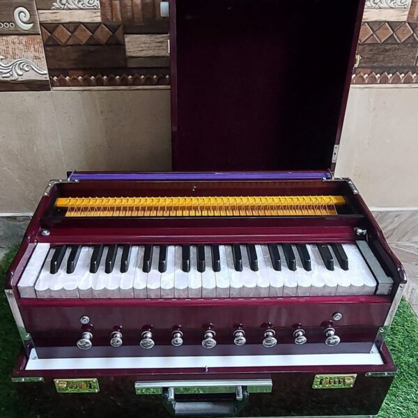 Shriji Wooden Folding Harmonium 3.5 Octave, 9 Stopper, with Coupler and Bag, Portable Export Quality (Made in India)