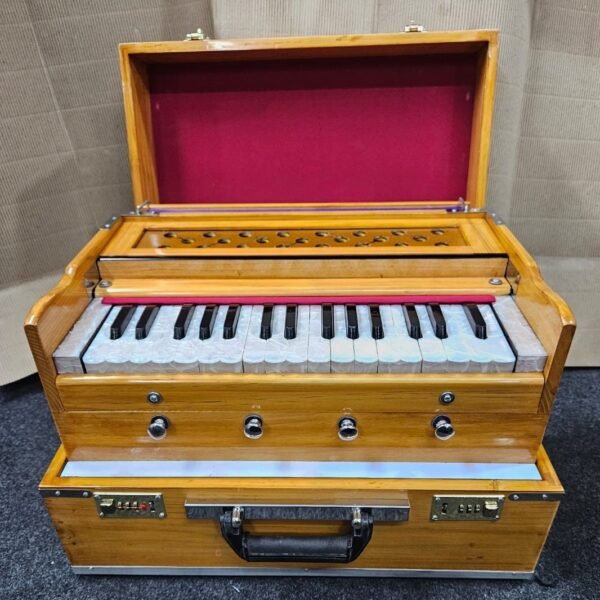 Shriji Mini Harmonium Portable 2.5 Octave, Bass-Male, 440Hz and 432Hz, 4 Stop (2 Main, 2 Drone), with Bag, Made in India