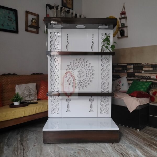 Shriji Temples Wooden temple with LED Light for Home and Office Puja Mandir Wall Hanging & Table Top Mandir handcrafted MADE in INDIA