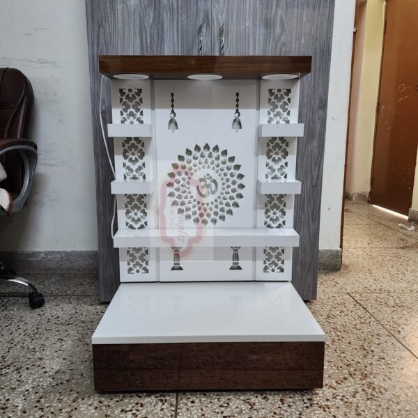 Shriji Temples Wooden temple with LED Light for Home and Office Puja Mandir Wall Hanging & Table Top Mandir handcrafted MADE in INDIA