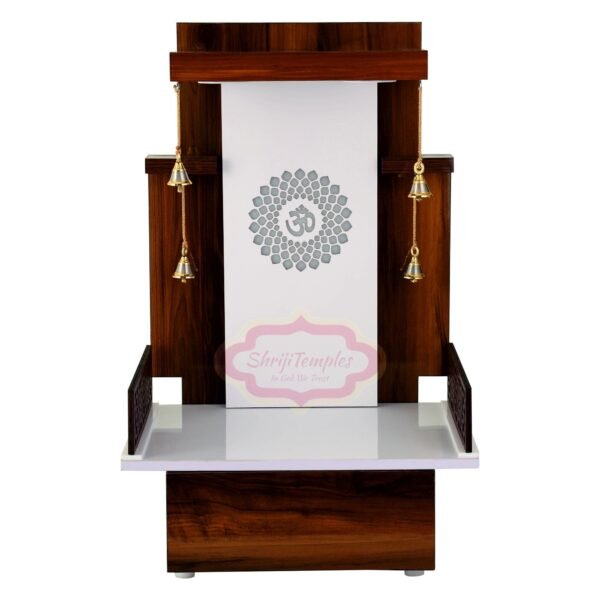 ShrijiTemples Customized Wooden temple with LED Light for Home and Office Puja Mandir Wall Hanging & Table Top White Mandir MADE in INDIA