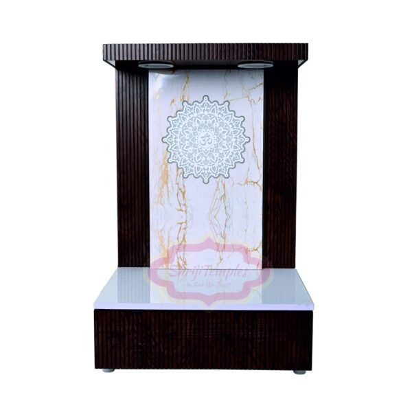 Shriji Temples Customized Wooden temple with LED Light for Home and Office Puja Mandir Wall Hanging & Table Top White Mandir MADE in INDIA