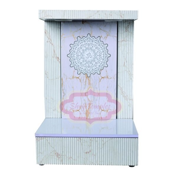 Shriji Temples Customized Wooden temple with LED Light for Home and Office Puja Mandir Wall Hanging & Table Top White Mandir MADE in INDIA