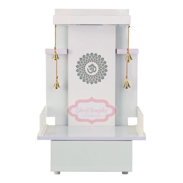 Shriji Temples Customized Wooden temple with LED Light for Home and Office Puja Mandir Wall Hanging & Table Top White Mandir MADE in INDIA