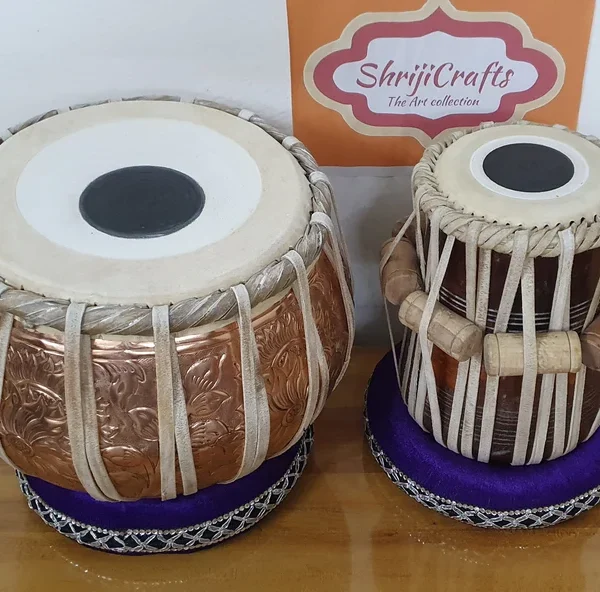 Shriji Crafts Indian Tabla Percussion Set – Designer Bayan & Dayan with Cushion & Bag