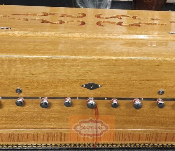 Shriji Harmonium 3.5 Octave with Extra height Octave 9 Stopper Coupler and Gig Bag Bass Male Reed Tuned 440Hz and 432Hz (Natural Color)