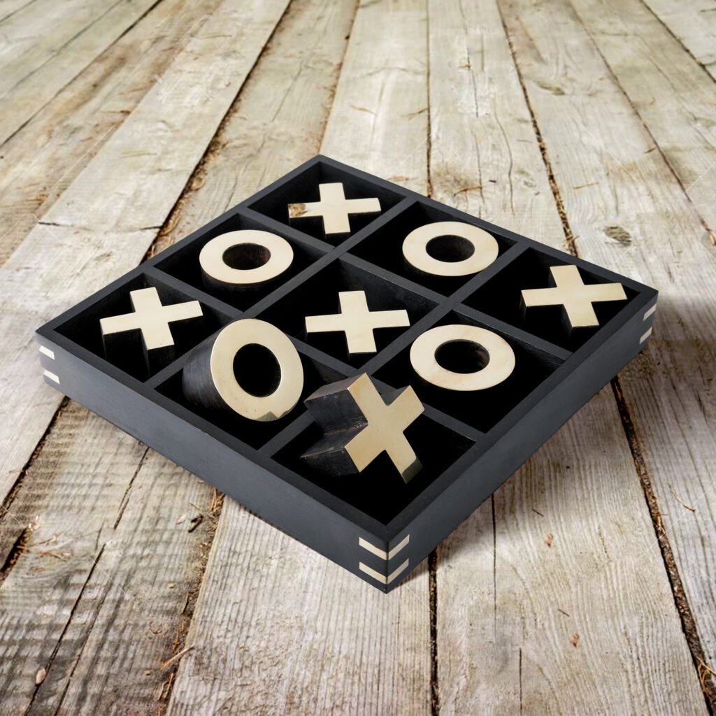 Tick Tack Toe Wooden Family Board Game 10.5 x 10.5 inches