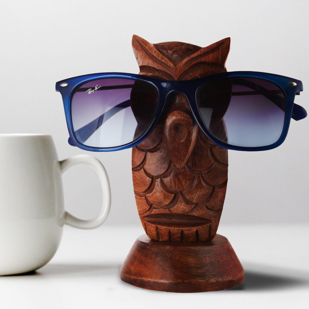 Spectacle Holder Wooden Eyeglass Sunglasses Stand Owl