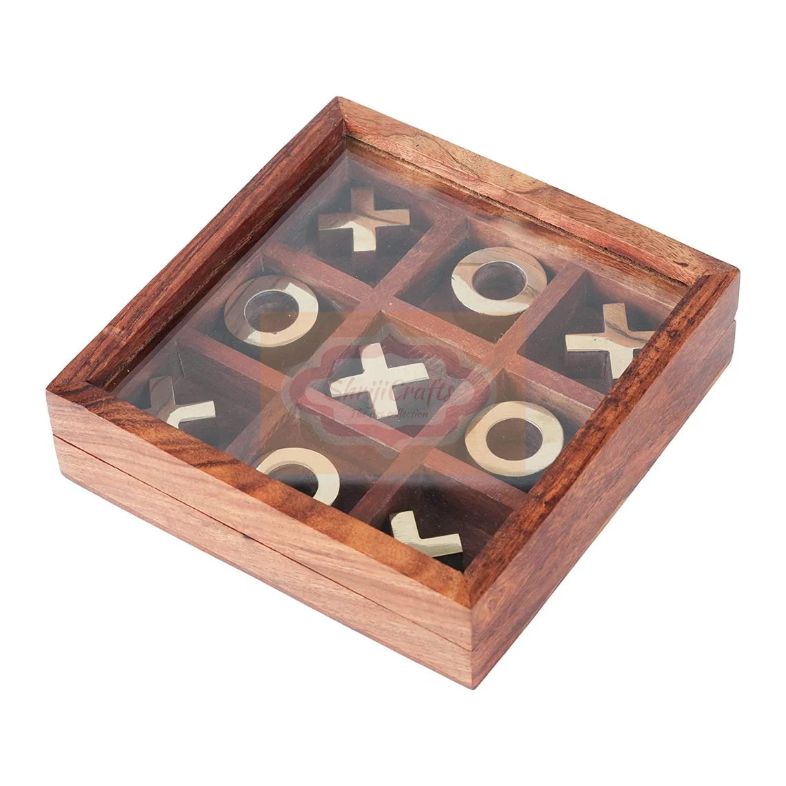 Rusticity Wooden Tic Tac Toe Game Board, Handmade, (5x5 in)