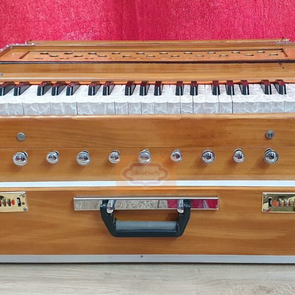 Shriji Wooden Folding Harmonium 3.5 Octave, 9 Stopper, with Coupler and Bag, Portable Export Quality (Made in India)