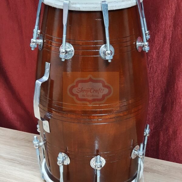 Handmade Professional Dholak Drum, Bolt & Rope Tuned, Mango Wood, Special Skin, with Bag and Spinner