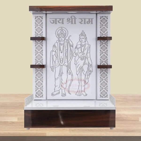 Shriji Temples Wooden Temple with LED Light for Home Office Wall Hanging & Tabletop Puja Mandir – Handcrafted in India