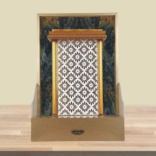 Shriji Temples Wooden Temple with LED Light for Home Office Wall Hanging & Tabletop Puja Mandir – Handcrafted in India