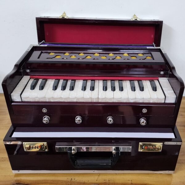 Shriji Mini Harmonium Portable 2.5 Octave, Bass-Male, 440Hz & 432Hz, 4 Stop (2 Main, 2 Drone), with Bag, Made in India