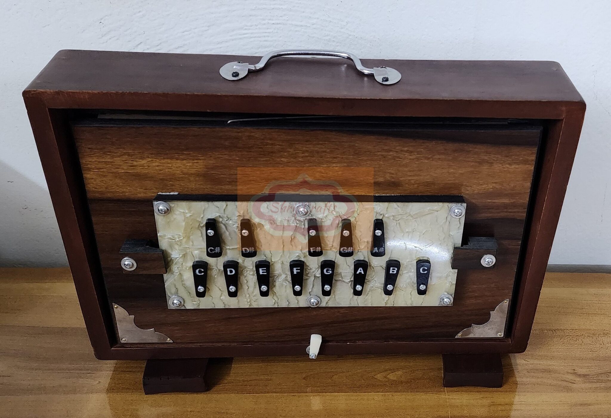Handmade Indian Shruti Box Wood/Ply C3-C4 440Hz/432Hz 16x12x3 Sur Peti Instrument With/Without Pedal - Shriji thumbnail 4