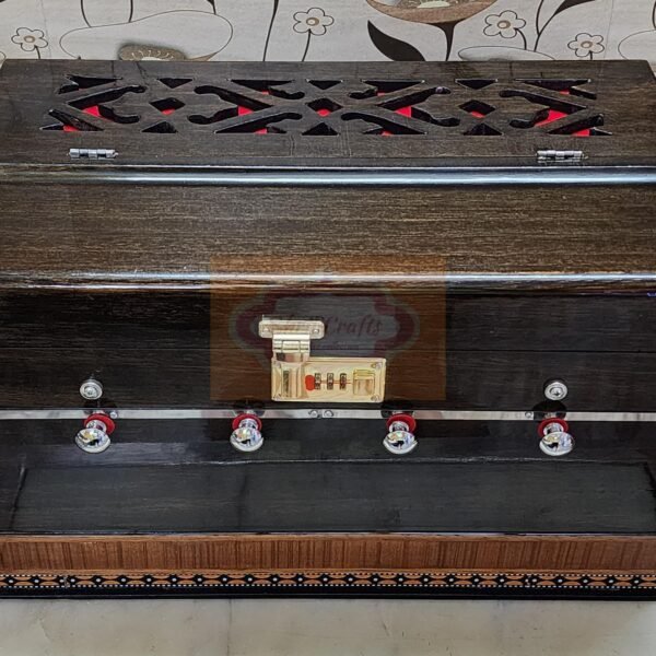 Shriji Mini Magic Harmonium 2.5 Octave, 4 Stopper (2 Main, 2 Drone), Bass-Male, 440Hz & 432Hz, Teak Color, with Bag