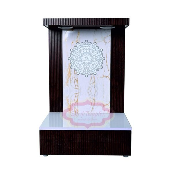 Shriji Temples Customized Wooden temple with LED Light for Home and Office Puja Mandir Wall Hanging & Table Top White Mandir MADE in INDIA
