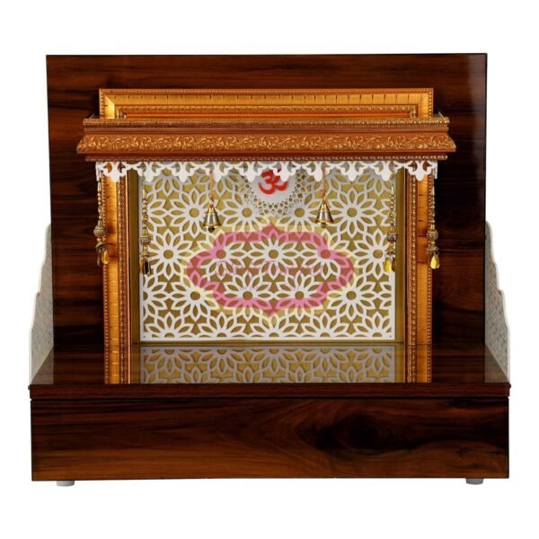 Shriji Temples Customized Wooden temple with LED Light for Home and Office Puja Mandir Wall Hanging & Table Top White Mandir MADE in INDIA
