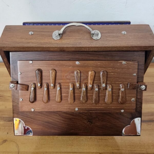 Shriji Teak Wood Shruti Box C3-C4 440Hz & 432Hz, Wooden Keys, 12x9x3 Inch, with Bag, Musical Instrument